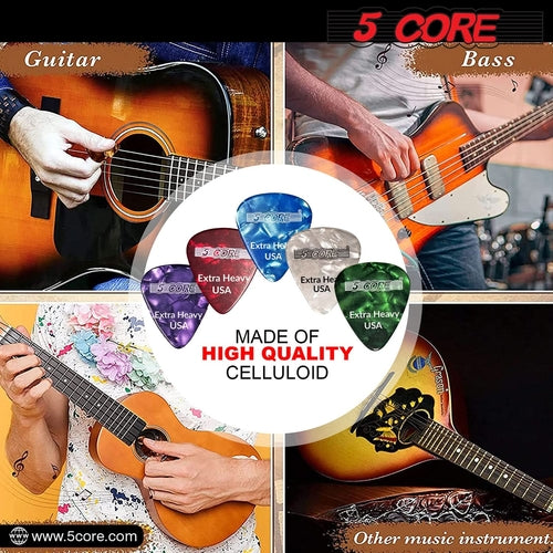 5Core Guitar Picks 1.2mm Celluloid Extra Heavy Gauge Pick - Acoustic