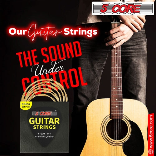 5 Core Acoustic Guitar 6 String Set Light Gauge Steel Carbon Core