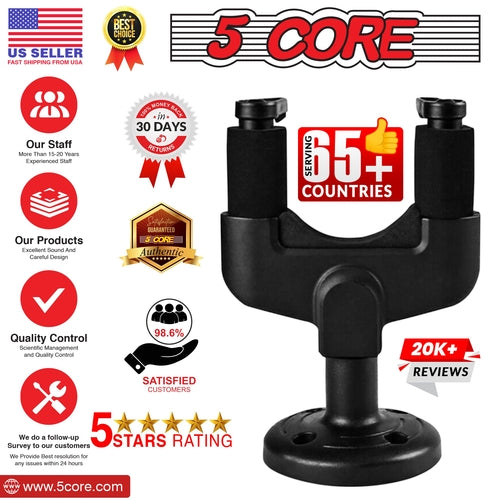 5Core Guitar Wall Mount Hanger Hook Metal Base Soft Padding Adjustable