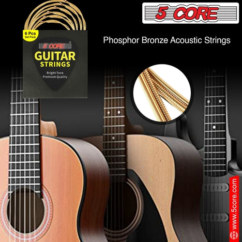 5 Core Acoustic Guitar 6 String Set Light Gauge Steel Carbon Core