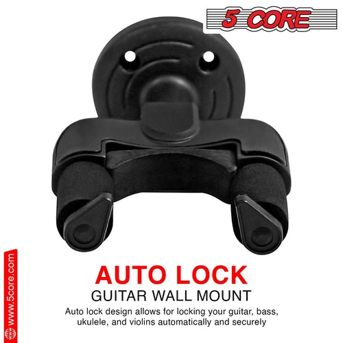 5Core Guitar Wall Mount Hanger Hook Metal Base Soft Padding Adjustable
