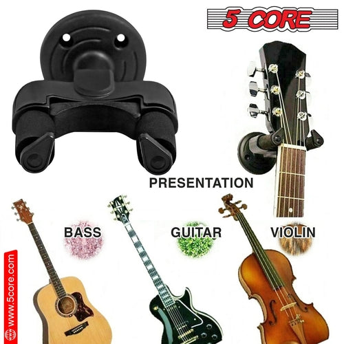 5Core Guitar Wall Mount Hanger Hook Metal Base Soft Padding Adjustable