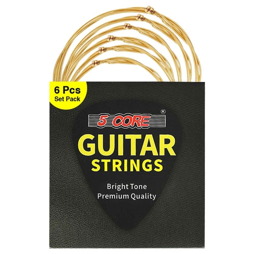 5 Core Acoustic Guitar 6 String Set Light Gauge Steel Carbon Core