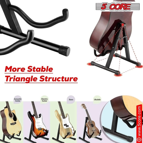 5Core Guitar Stand Floor a Frame Electric Acoustic Bass Soporte Para