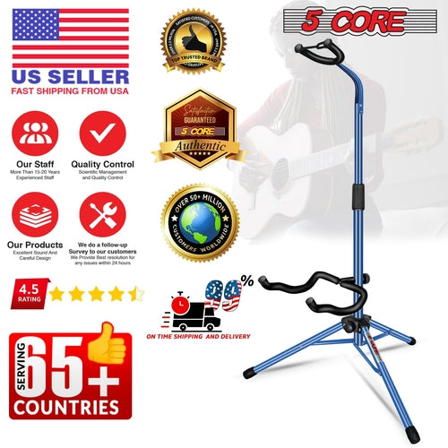 5 Core Guitar Stand Floor Adjustable Heavy Duty w Neck Holder for